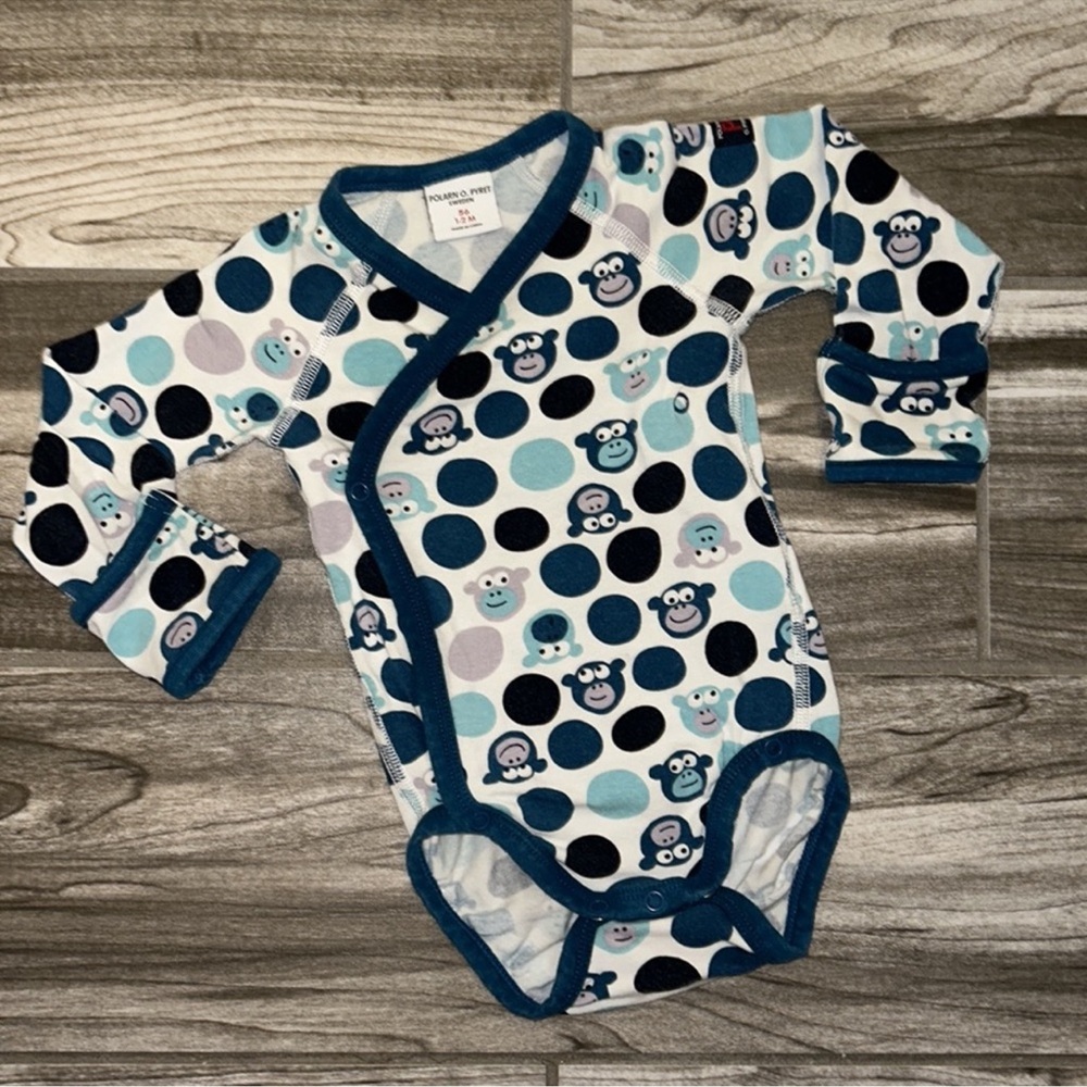 Polarn O. Pyret Sweden Monkey GOTS Wrap Bodysuit